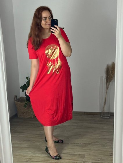 Šaty dlouhé oversize krátký rukáv dámské viskoza nadrozměr Lapač Snů (2XL/3XL/4XLONE SIZE) ITALSKÁ MÓDA IMD22450/DR (Velikost 2XL/3XL, Barva Černá)