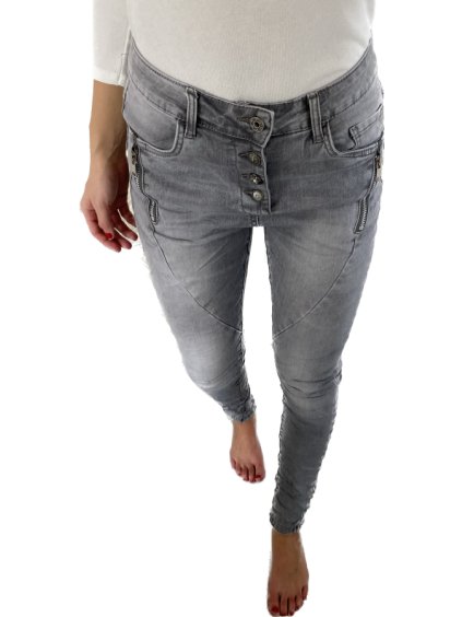 Rifle jeans baggy dlouhé dámské (XS-XL) JEWELLY JEW23JW2307/DU (Velikost XS, Barva šedá)