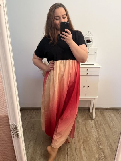 Šaty dlouhé maxi dlouhé krátký rukáv dámské nadrozměr (2XL/3XL/4XL ONE SIZE) ITALSKÁ MÓDA IMD23020E/DU (Velikost 3XL/4XL, Barva růžová)