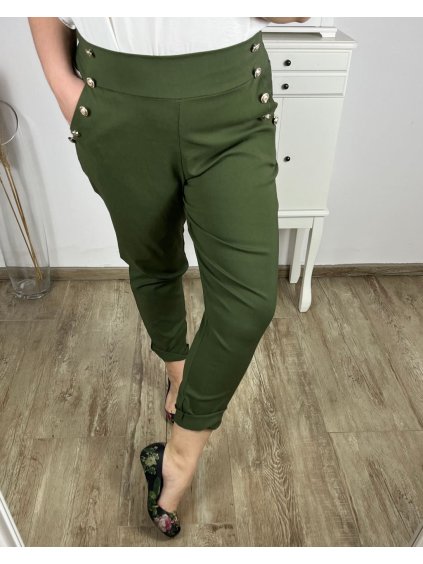 Kalhoty strečové dámské nadrozměr (2XL/3XL ONE SIZE) ITALSKá MóDA IM424127/DR (Velikost 2XL/3XL, Barva béžová)