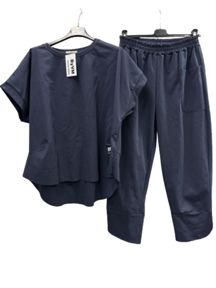 Souprava oversize kalhoty a tričko s dlouhým rukávem  dámská nadrozměr (M/L/XL ONE SIZE) ITALSKÁ MÓDA IMC24KIKA/DR (Velikost L/XL, Barva Černá)