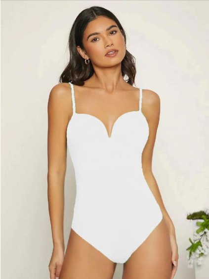 Body elegantní na ramínka dámské (S/M ONE SIZE) ITALSKÁ MÓDA IMM24M0011/DU (Velikost S/M/L, Barva bílá)