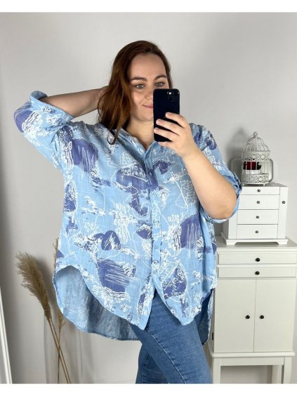 Košile mušelínová dlouhý rukáv nadrozměr dámské (3XL/4XL/5XL ONE SIZE) ITALSKÁ MÓDA IMC24MEGAN/DR