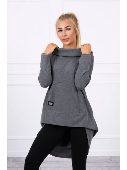 Mikina prodloužená dlouhý rukáv s kapucí dámská (S/M ONE SIZE) ITALSKÁ MÓDA KSI-9116/D (Velikost S/M/L, Barva Černá)