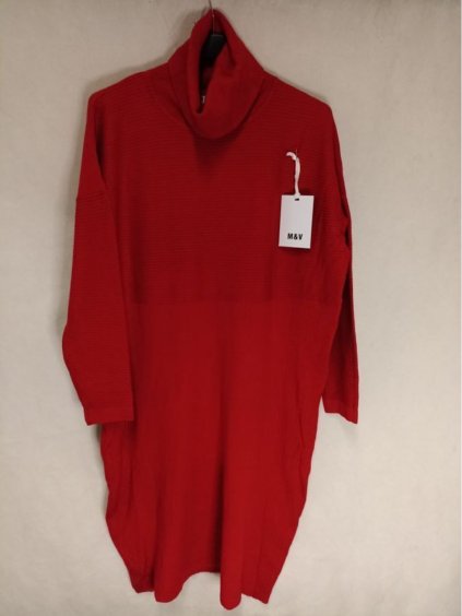 Šaty úpletové s rolákem dlouhý rukáv dámské (XL/2XL ONE SIZE) ITALSKÁ MÓDA IM4212748/DR