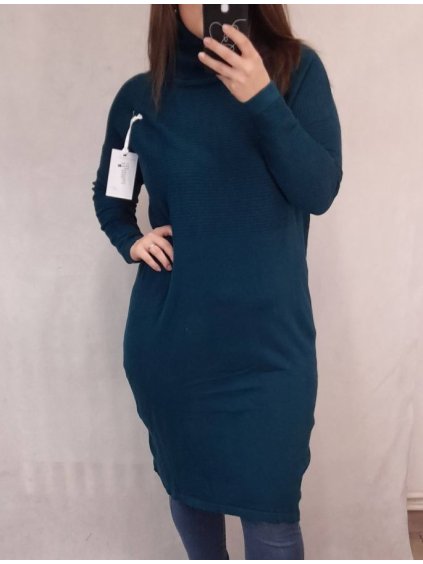Šaty úpletové s rolákem dlouhý rukáv dámské (XL/2XL ONE SIZE) ITALSKÁ MÓDA IM4212748/DR (Velikost XL/2XL, Barva Černá)