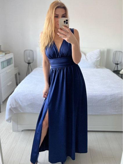 Šaty dlouhé společenské na ramínka dámské (S/M ONE SIZE) ITALSKÁ MÓDA IMPSH245192/DU (Velikost S/M/L, Barva béžová)