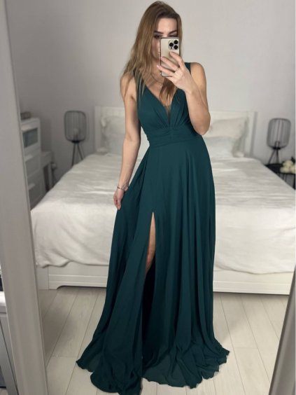 Šaty dlouhé společenské na ramínka dámské (S/M ONE SIZE) ITALSKÁ MÓDA IMPSH2450052/DU