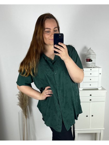 Košile krátký rukáv dámská nadrozměr (3XL/4XL ONE SIZE) ITALSKÁ MÓDA IMWQ24087/DUR (Velikost 3XL/4XL, Barva bílá)