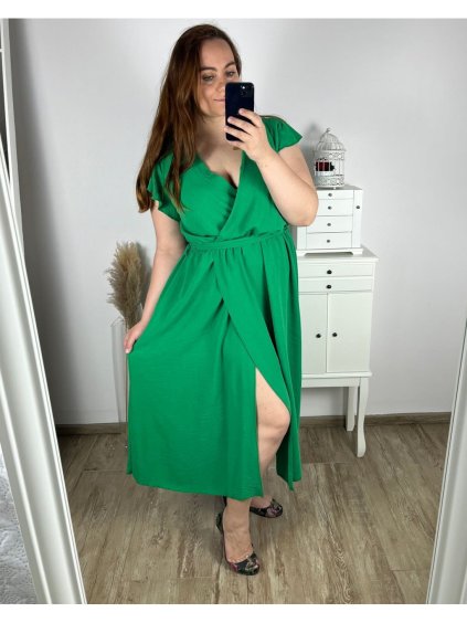 Šaty letní krátký rukáv dámské nadrozměr (2XL/3XL ONE SIZE) ITALSKÁ MÓDA IMWQ24069/DU (Velikost 2XL/3XL, Barva Černá)