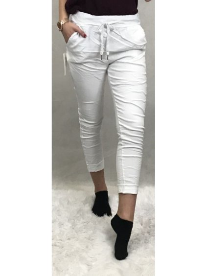 Kalhoty strečové dlouhé dámské (S/M/L ONE SIZE) ITALSKá MODA IM4240137/DUR (Velikost S/M/L, Barva bílá)