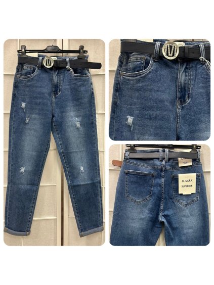 Rifle jeans dlouhé dámské  (M-3XL) M.SARA MSR24M399-4