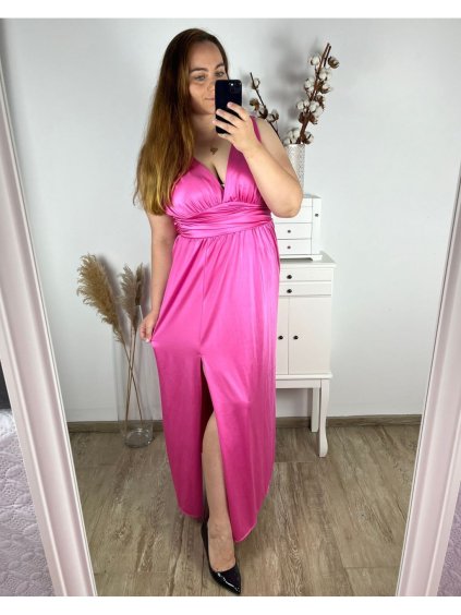 Šaty dlouhé společenské na ramínka dámské (L/XL/2XL BIG SIZE) ITALSKÁ MÓDA IMPSH245192A/DR
