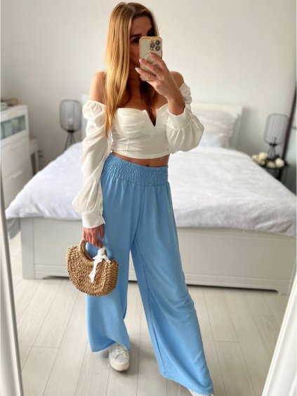 Kalhoty dlouhé oversize dámské (S/M/L ONE SIZE) ITALSKá MODA IM32419112/DU (Velikost M/L, Barva béžová)