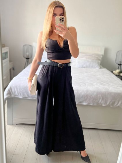 Kalhoty dlouhé dámské (S/M/L ONE SIZE) ITALSKÁ MÓDA IMWAD24017/DU (Velikost M/L, Barva Černá)