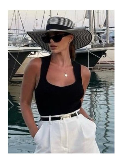 Body elegantní na ramínka dámské (S/M ONE SIZE) ITALSKÁ MÓDA IMM24M30447/DUR (Velikost S/M/L, Barva bílá)
