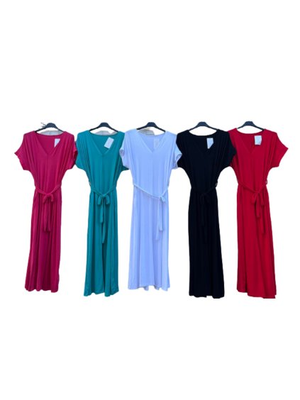 Šaty dlouhé letní krátký rukáv dámské nadrozměr (XL/2XL ONE SIZE) ITALSKÁ MODA IMD22308