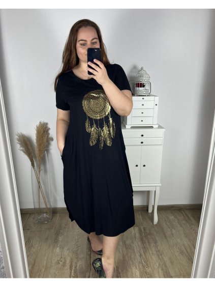 Šaty maxi dlouhé oversize volnočasové krátký rukáv dámské viskoza nadrozměr (2XL/3XL ONE SIZE) ITALSKÁ MÓDA IMD22450