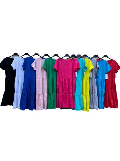 Šaty letní volnočasové bavlněné krátký rukáv dámské (S/M/L ONE SIZE) ITALSKÁ MÓDA IMD22472