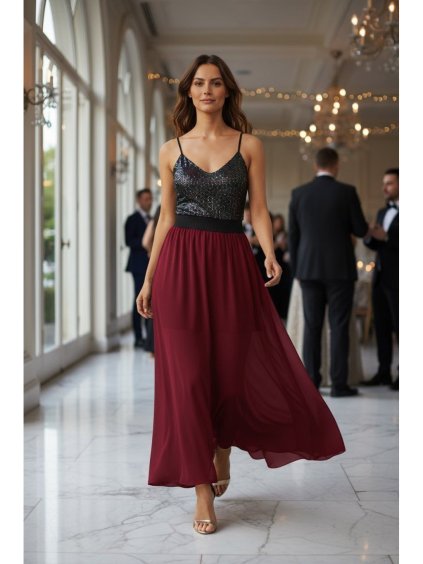 Sukně dlouhá šifonová dámská (S/M ONE SIZE) ITALSKÁ MÓDA IMD22731