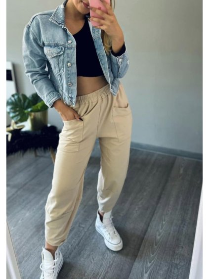 Tepláky elegantní oversize dlouhé dámské (S/M/L ONE SIZE) ITALSKÁ MÓDA IMD23634