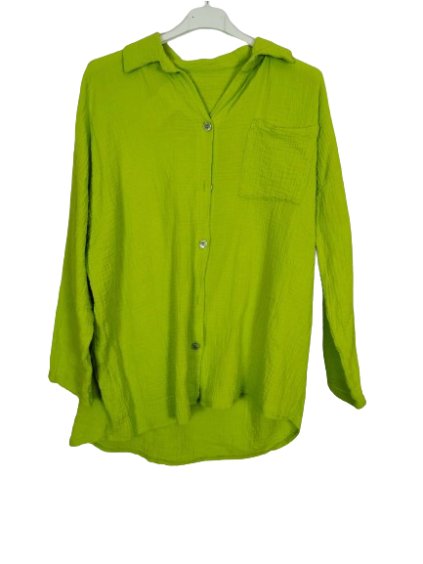 Košile mušelínová dlouhý rukáv dámská (L/XL/2XL ONE SIZE) ITALSKÁ MÓDA IMWBH24014/DU (Velikost XL/2XL, Barva fialová)