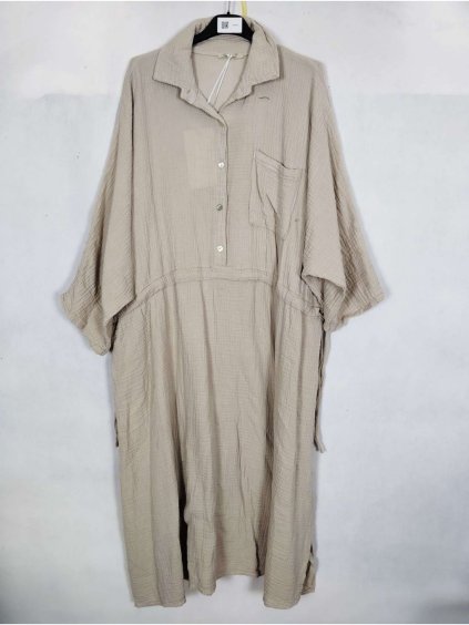 Šaty mušelínové bavlněné letní krátký rukáv dámské nadrozměr (50-58) ITALSKÁ MÓDA IMWEC24042/DUR