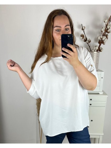 Tunika krátký rukáv dámská nadrozměr (3XL/4XL/5XLONE SIZE) ITALSKÁ MODA IM424123/DUR (Velikost 3XL/4XL, Barva bílá)