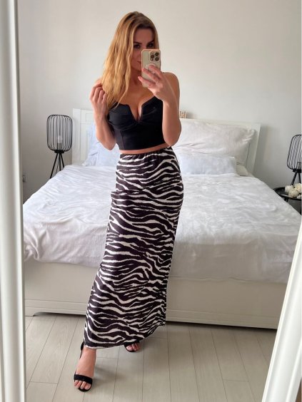 Sukně dlouhá dámská (S/M ONE SIZE) ITALSKÁ MÓDA IMPLP2495450085/DU (Velikost S/M/L, Barva Černo-bílá)