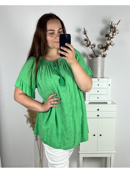Tunika krátký rukáv dámská nadrozměr (3XL/4XL ONE SIZE) ITALSKÁ MÓDA IMWQ24086/DUR (Velikost 3XL/4XL, Barva bílá)