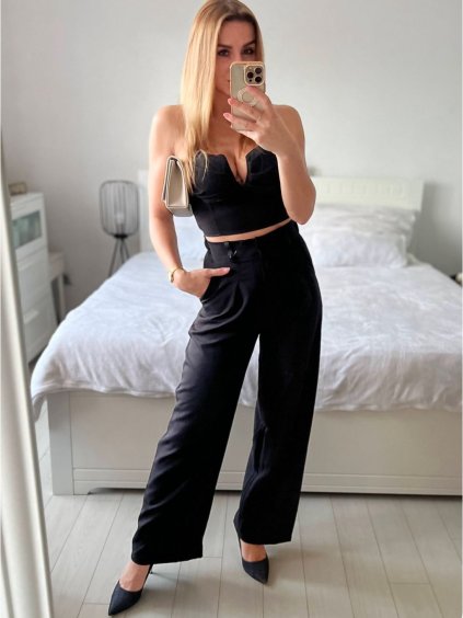Kalhoty dlouhé elegantní dámské (S-XL) ITALSKÁ MÓDA IMWAA24057/DU (Velikost L, Barva bílá)