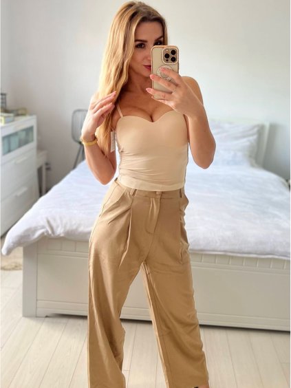 Tílko na ramínka dámské (S/M ONE SIZE) ITALSKÁ MÓDA IMPLP2431060045/DU (Velikost S/M/L, Barva béžová)