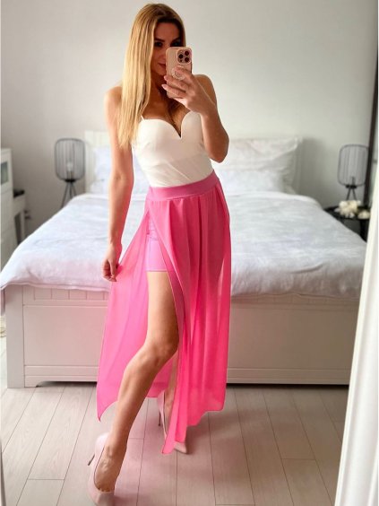 Sukně dlouhá dámská (S/M ONE SIZE) ITALSKÁ MÓDA IMWD24148/DU (Velikost S/M/L, Barva bílá)