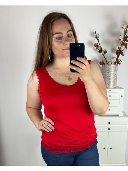 Tílko nadrozměr dámské (2XL/3XL/4XL ONE SIZE) ITALSKá MóDA IMC24156/DR (Velikost 2XL/3XL, Barva červená)