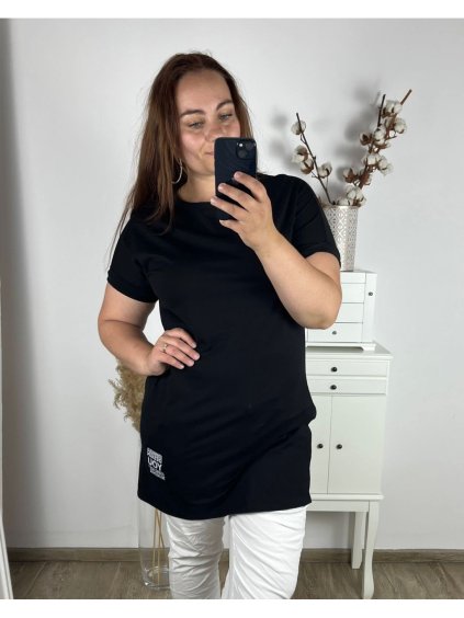 Šaty krátký rukáv dámské nadrozměr (XL/2XL/3XL ONE SIZE) ITALSKÁ MÓDA IMC24179/DR (Velikost 2XL/3XL, Barva Černá)