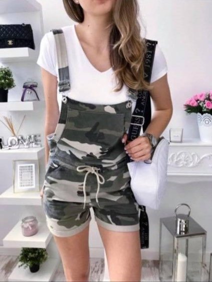 Kraťasy šortky letní laclové dámské maskáč (S/M ONE SIZE) ITALSKÁ MÓDA IMM243020/DUR
