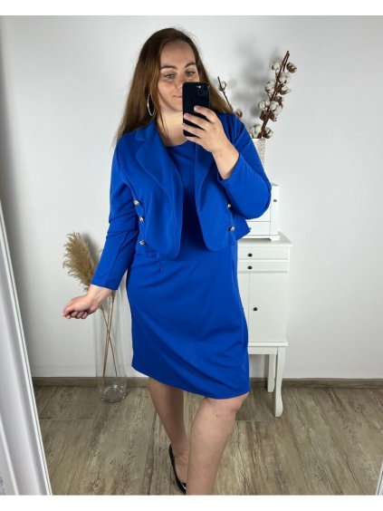 Komplet šaty a sako s dlouhým rukávem dámská (XL/2XL ONE SIZE) ITALSKÁ MÓDA IM424DIANA/DR (Velikost XL/2XL, Barva Černá)