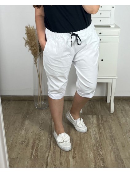 Kraťasy šortky strečové dámské nadrozměr (2XL/3XL/4XL ONE SIZE) ITALSKÁ MÓDA IM424KEJSY/DR (Velikost 2XL/3XL, Barva bílá)