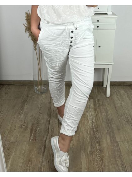 Kalhoty strečové dámské nadrozměr (2XL/3XL ONE SIZE) ITALSKÁ MODA IM424LILI/DR (Velikost 2XL/3XL, Barva bílá)