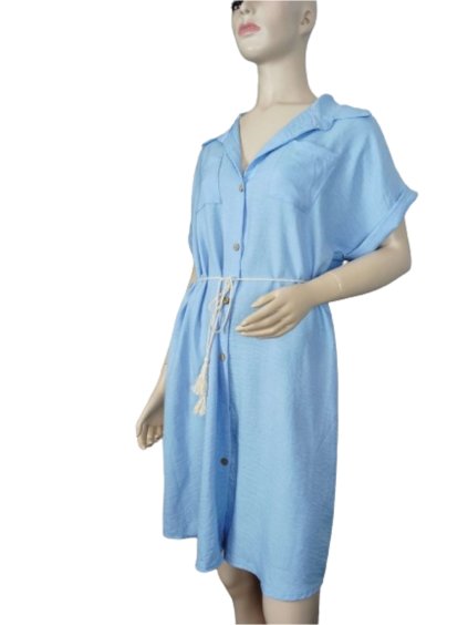 Šaty košilové krátký rukáv dámské (S/M/L ONE SIZE) ITALSKá MóDA IM321258/DR