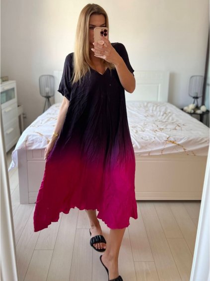 Šaty dlouhé oversize krátký rukáv dámské nadrozměr (42/44/46/48/50/5254/56/58 ONE SIZE) ITALSKÁ MÓDA IMWCA24087/DUR (Velikost 56/58, Barva červená)
