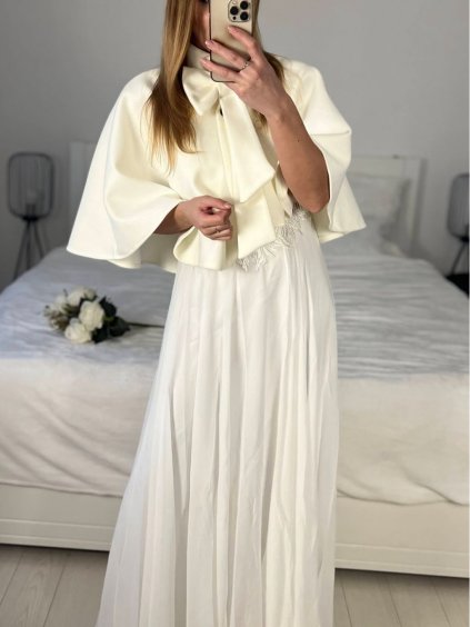 Bolérko flaušové dámské (S/M/L ONE SIZE) ITALSKÁ MÓDA IMHMS23084/DUR (Velikost S/M/L, Barva bílá)