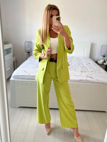 Souprava elegantní sako a kalhoty dámská (S/M ONE SIZE) ITALSKÁ MÓDA IMWB24146/DU (Velikost S/M/L, Barva Černá)