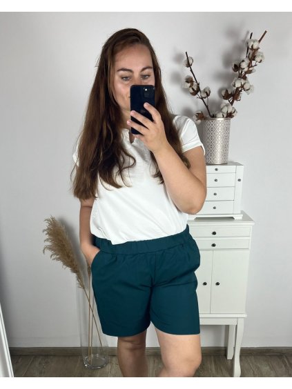 Kraťasy šortky dámské nadrozměr (2XL/3XL/4XL ONE SIZE) ITALSKÁ MÓDA IMWQ24114/DR (Velikost 3XL/4XL, Barva zelená)