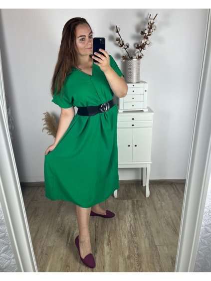 Šaty dlouhé krátký rukáv dámské nadrozměr (58/60/62 ONE SIZE) ITALSKá MóDA IM424278/DR (Velikost 58/60, Barva Černá)