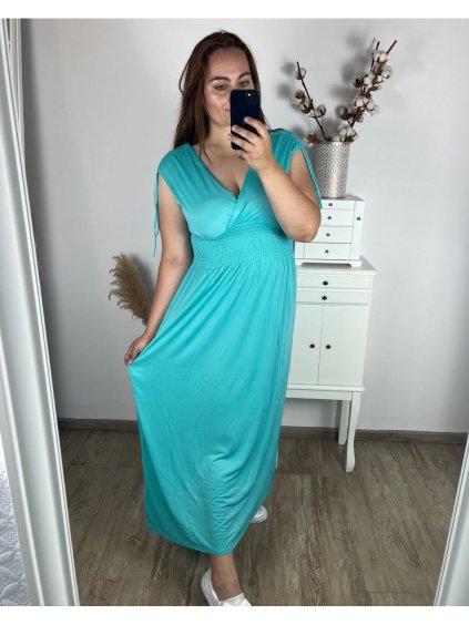 Šaty dlouhé elegantní icecool krátký rukáv dámské (M/L, XL/XXL) AINUOSI  ITALSKÁ MODA IMB249025/DU (Velikost XL/2XL, Barva Černá)