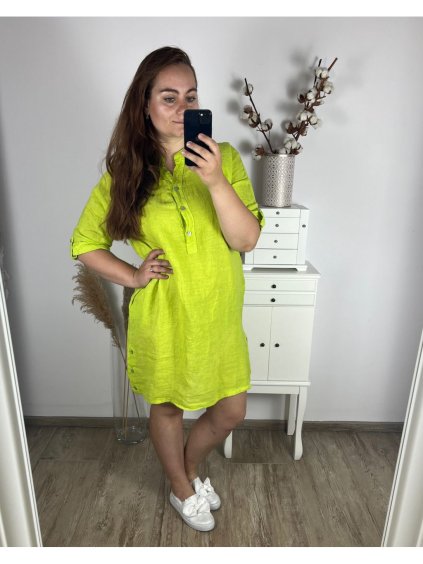 Šaty  letí krátký rukáv dámské nadrozměr (52/54 ONE SIZE) ITALSKÁ MÓDA IME24SIDE/DU (Velikost 52/54, Barva zelená)