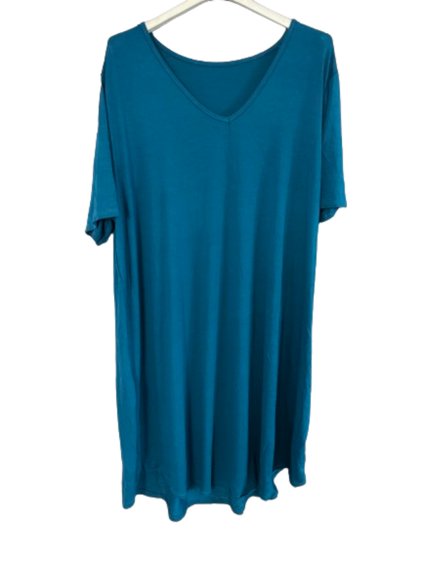 Šaty oversize krátký rukáv dámské nadrozměr SIMONE (60/62 ONE SIZE) ITALSKÁ MÓDA IMD24056/DR