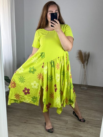 Šaty dlouhé letní krátký rukáv dámské nadrozměr (56/58 ONE SIZE) ITALSKÁ MÓDA IMWT24033/DUR (Velikost 56/58, Barva béžová)