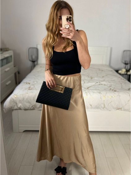 Sukně dlouhá dámská (S/M ONE SIZE) ITALSKÁ MÓDA IMPLP2333900065/DU (Velikost S/M/L, Barva béžová)